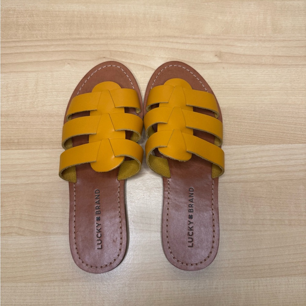 Lucky Brand Yellow Brown Sandals Casual Comfort
